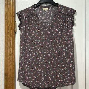 Gray Floral Top